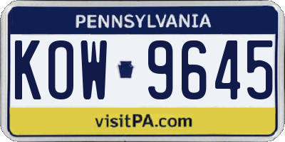 PA license plate KOW9645