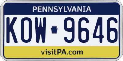 PA license plate KOW9646