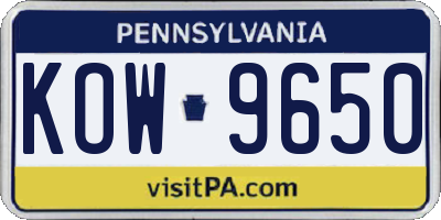 PA license plate KOW9650