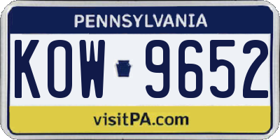 PA license plate KOW9652