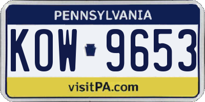 PA license plate KOW9653