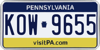 PA license plate KOW9655