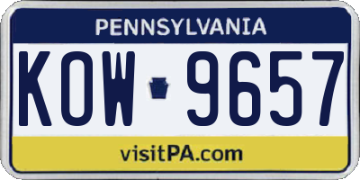 PA license plate KOW9657