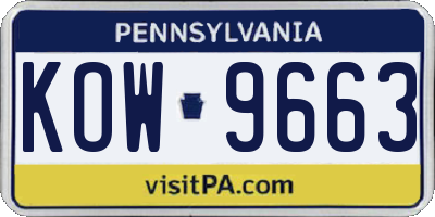 PA license plate KOW9663