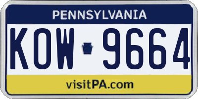 PA license plate KOW9664