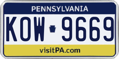 PA license plate KOW9669