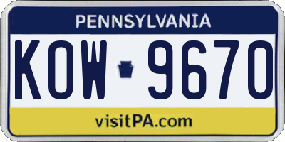 PA license plate KOW9670