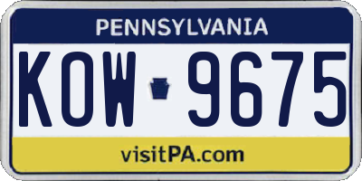 PA license plate KOW9675