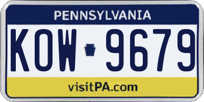 PA license plate KOW9679