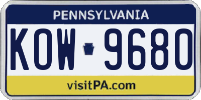 PA license plate KOW9680