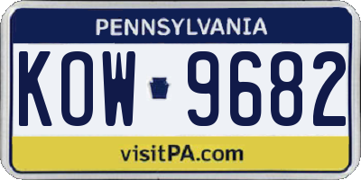 PA license plate KOW9682