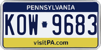 PA license plate KOW9683