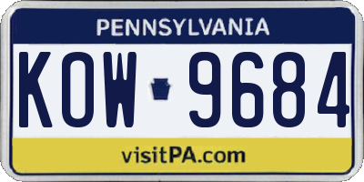 PA license plate KOW9684