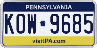 PA license plate KOW9685
