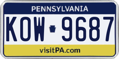 PA license plate KOW9687