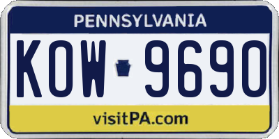 PA license plate KOW9690