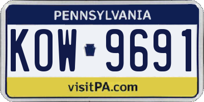 PA license plate KOW9691