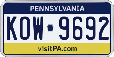 PA license plate KOW9692
