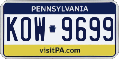 PA license plate KOW9699
