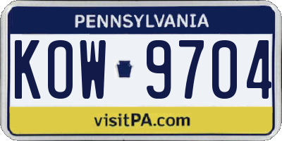 PA license plate KOW9704