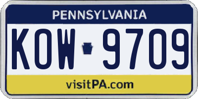 PA license plate KOW9709