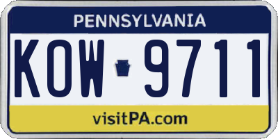 PA license plate KOW9711