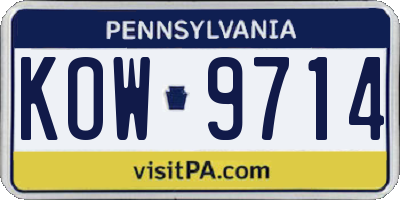 PA license plate KOW9714