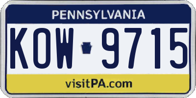 PA license plate KOW9715