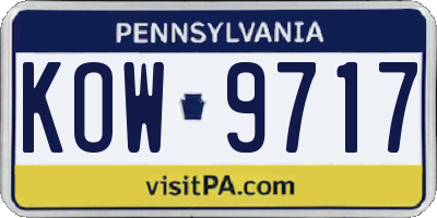 PA license plate KOW9717