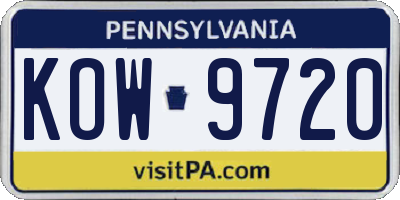 PA license plate KOW9720
