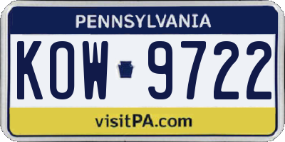 PA license plate KOW9722
