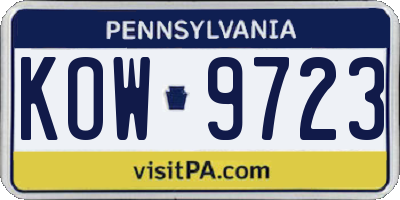 PA license plate KOW9723