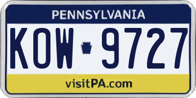PA license plate KOW9727