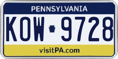 PA license plate KOW9728