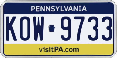 PA license plate KOW9733