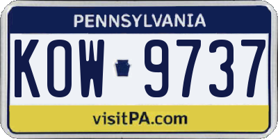 PA license plate KOW9737