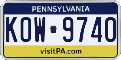 PA license plate KOW9740