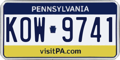 PA license plate KOW9741