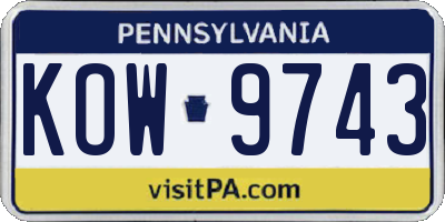 PA license plate KOW9743