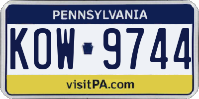 PA license plate KOW9744