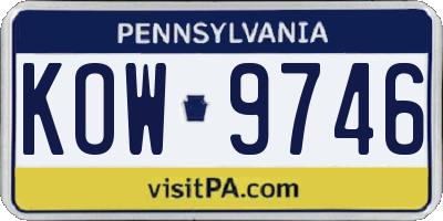 PA license plate KOW9746