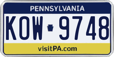 PA license plate KOW9748