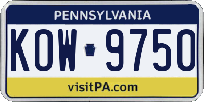 PA license plate KOW9750