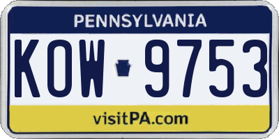 PA license plate KOW9753
