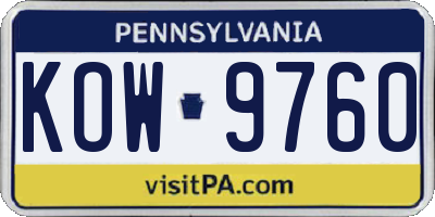 PA license plate KOW9760