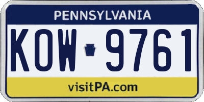 PA license plate KOW9761