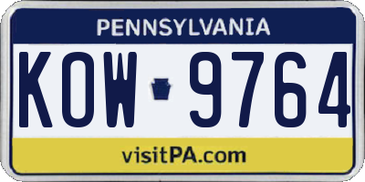 PA license plate KOW9764
