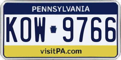 PA license plate KOW9766