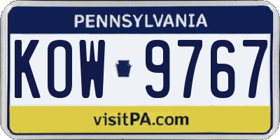 PA license plate KOW9767