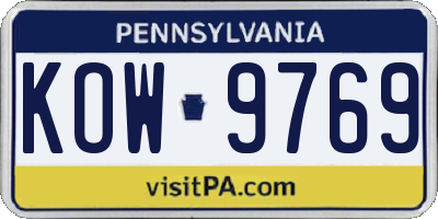 PA license plate KOW9769